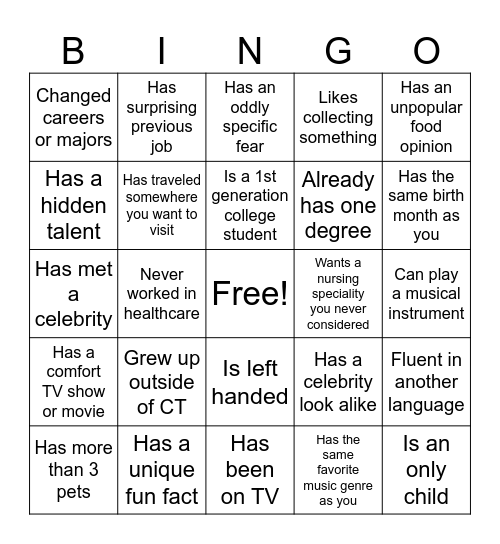 Icebreaker Bingo Card
