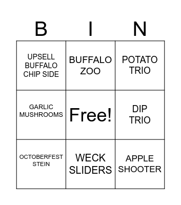UPSELL BINGO Card