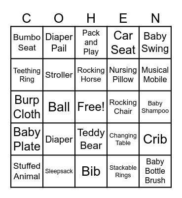 BABY BINGO Card