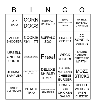 UPSELL BINGO Card