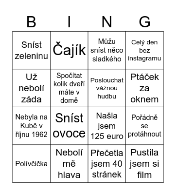 Pro Elu na doma Bingo Card