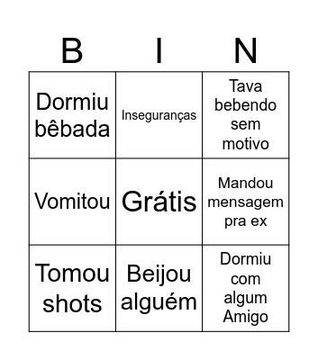 Liana Bebada Bingo Card