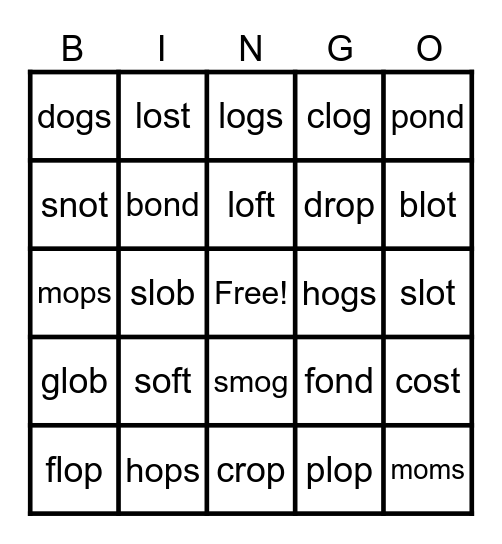 UFLI Lesson 37 b Bingo Card