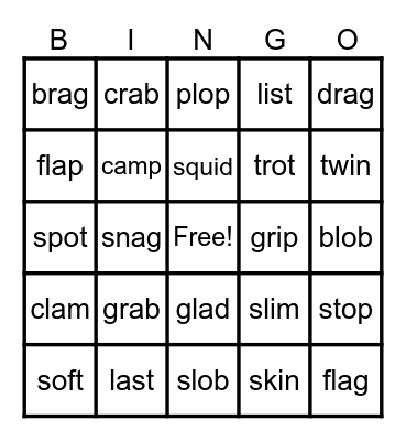 UFLI Lesson 38 b Bingo Card