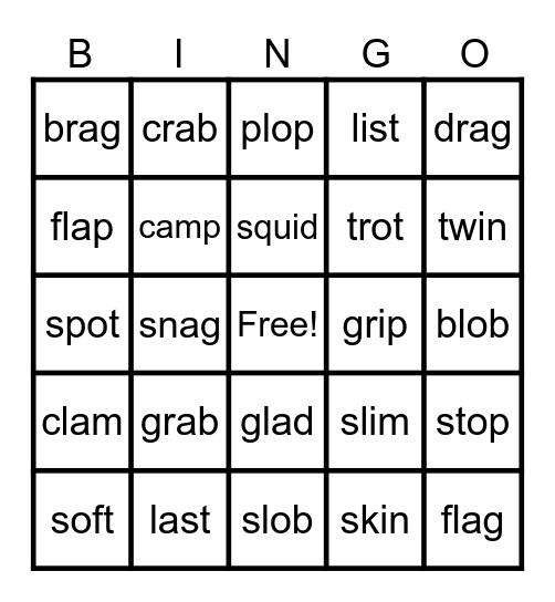 UFLI Lesson 38 b Bingo Card