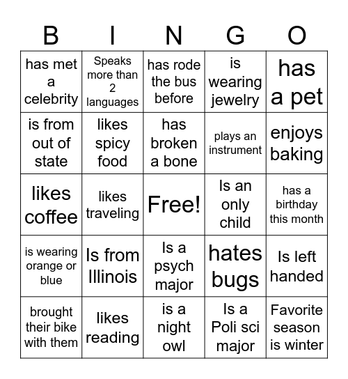 Find Someone Who... Bingo Card