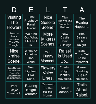 DELTARUNE Chapter 6 Bingo Card