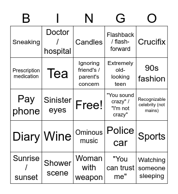 Lifetime Movie Bingo Card