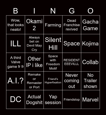 Gamescom 2026 Bingo Card