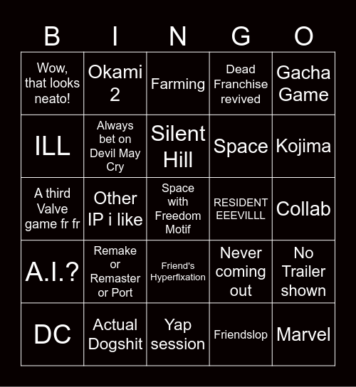 Gamescom 2026 Bingo Card