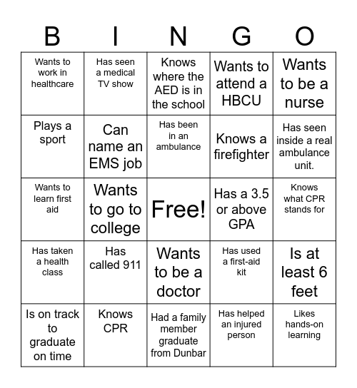 EMS BINGO. Find someone Who... Bingo Card