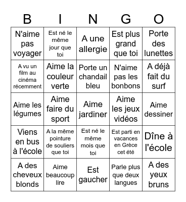 Bingo Brise-Glace Trouves quelqu'un qui ... Bingo Card