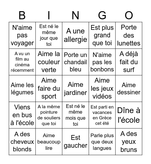 Bingo Brise-Glace Trouves quelqu'un qui ... Bingo Card