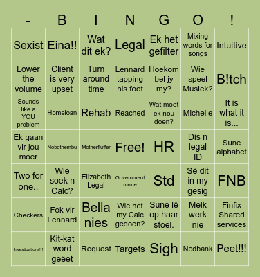 O  F  F  I  C  E Bingo Card