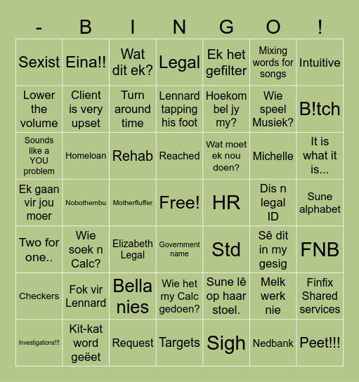 O  F  F  I  C  E Bingo Card