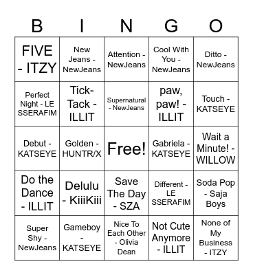 Room 215's Music Bingo! Bingo Card