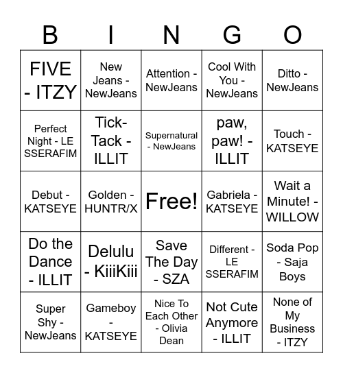 Room 215's Music Bingo! Bingo Card