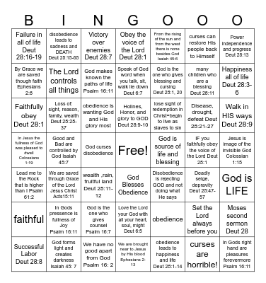 Deuteronomy 28 Bingo Card