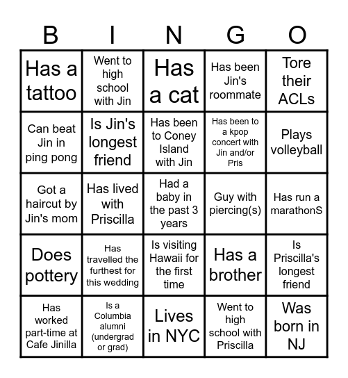Find someone who... (Cannot repeat names) Bingo Card