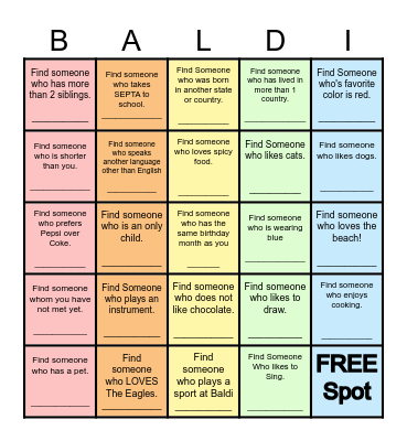 Find Someone Who... Bingo Card