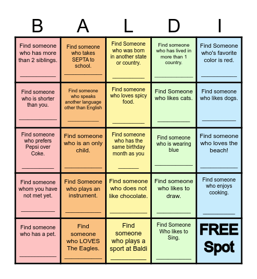 Find Someone Who... Bingo Card