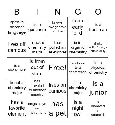 Find someone who... Bingo Card