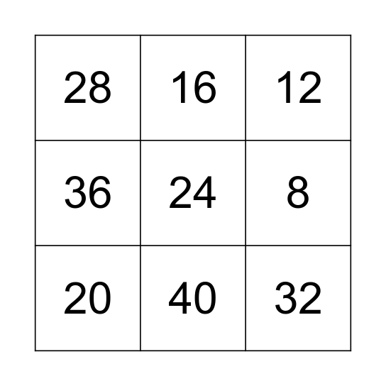 4's Bingo Card