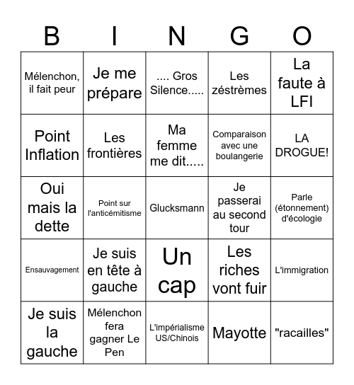 Glucksman TF1 20h 23/08/2026 Bingo Card