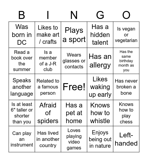 Find Someone Who... Bingo Card