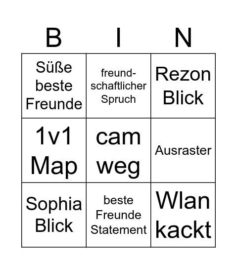Rezon x Sophia Bingo Card