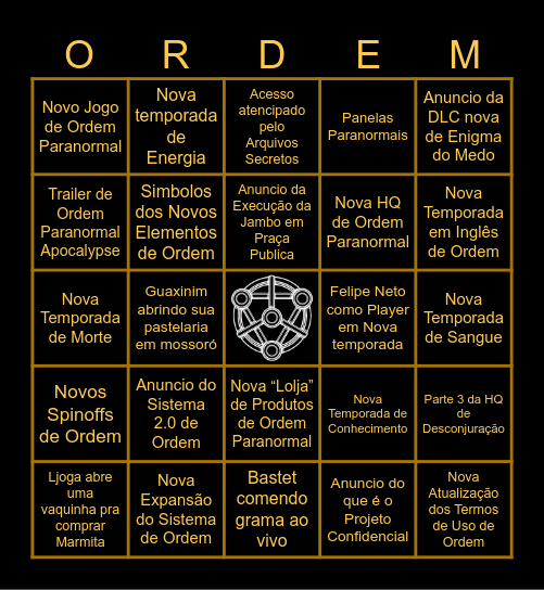 Bingo de Ordem Paranormal Bingo Card