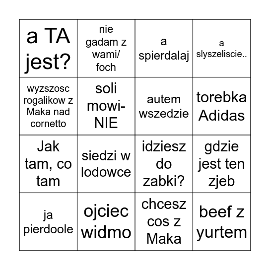 PATRYCZEK Bingo Card