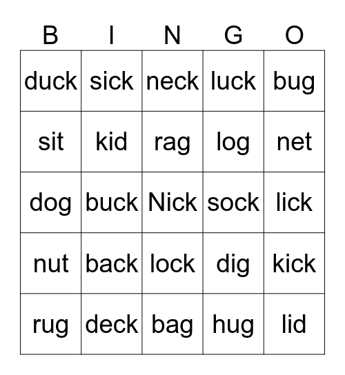 level 1 word ladders ck Bingo Card