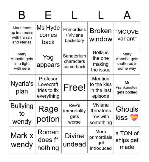 FREAKSHOW NEW EPISODE Bingo Card