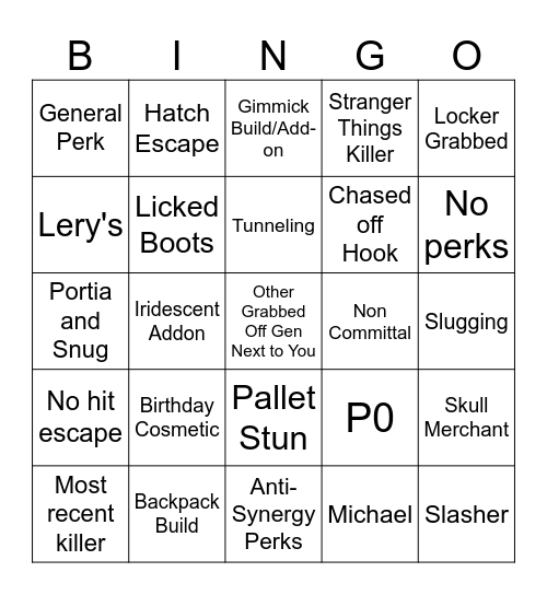 survivor bingo Card