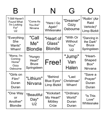 1985 By Bowling for Soup Bingo Card