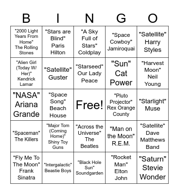 Out of this World Bingo Card