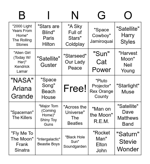 Out of this World Bingo Card