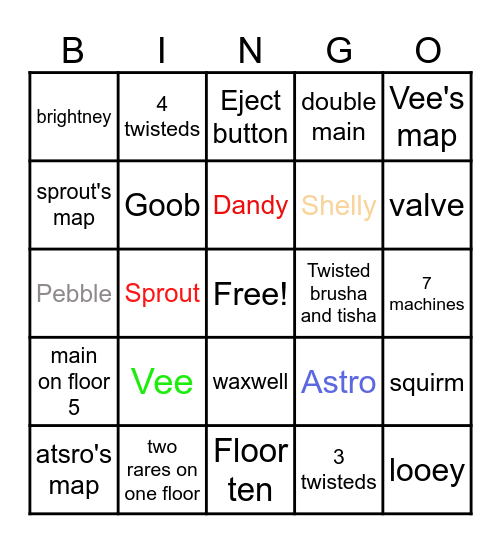 Dandy's world Bingo Card