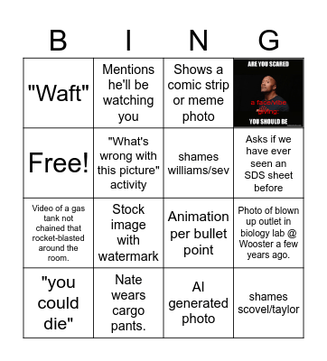 Lab Safety training BINGO! Bingo Card