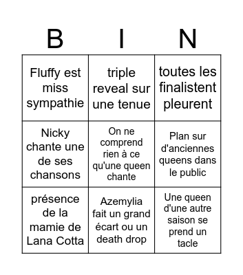 finale drag race france Bingo Card