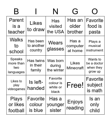 Maroon's first day of class! Bingo Card