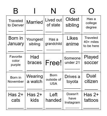 Baby Shower Bingo Card