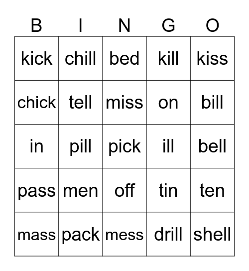 Level 1 word ladders ll and ss Bingo Card