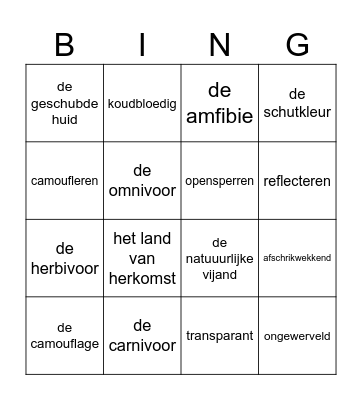 Bingo Staal Buitenissig Les 1 Bingo Card