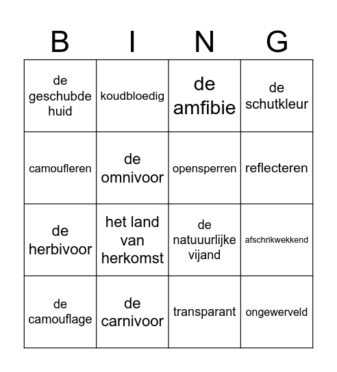 Bingo Staal Buitenissig Les 1 Bingo Card