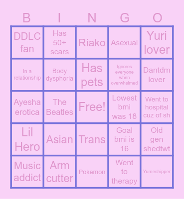 Kiyo's Bingo! Bingo Card