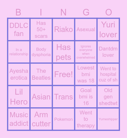 Kiyo's Bingo! Bingo Card