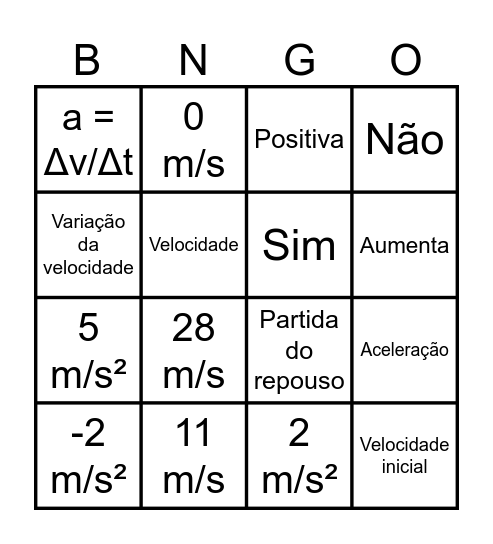 Bingo MUV Bingo Card
