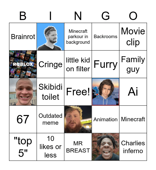 YT shorts Bingo Card
